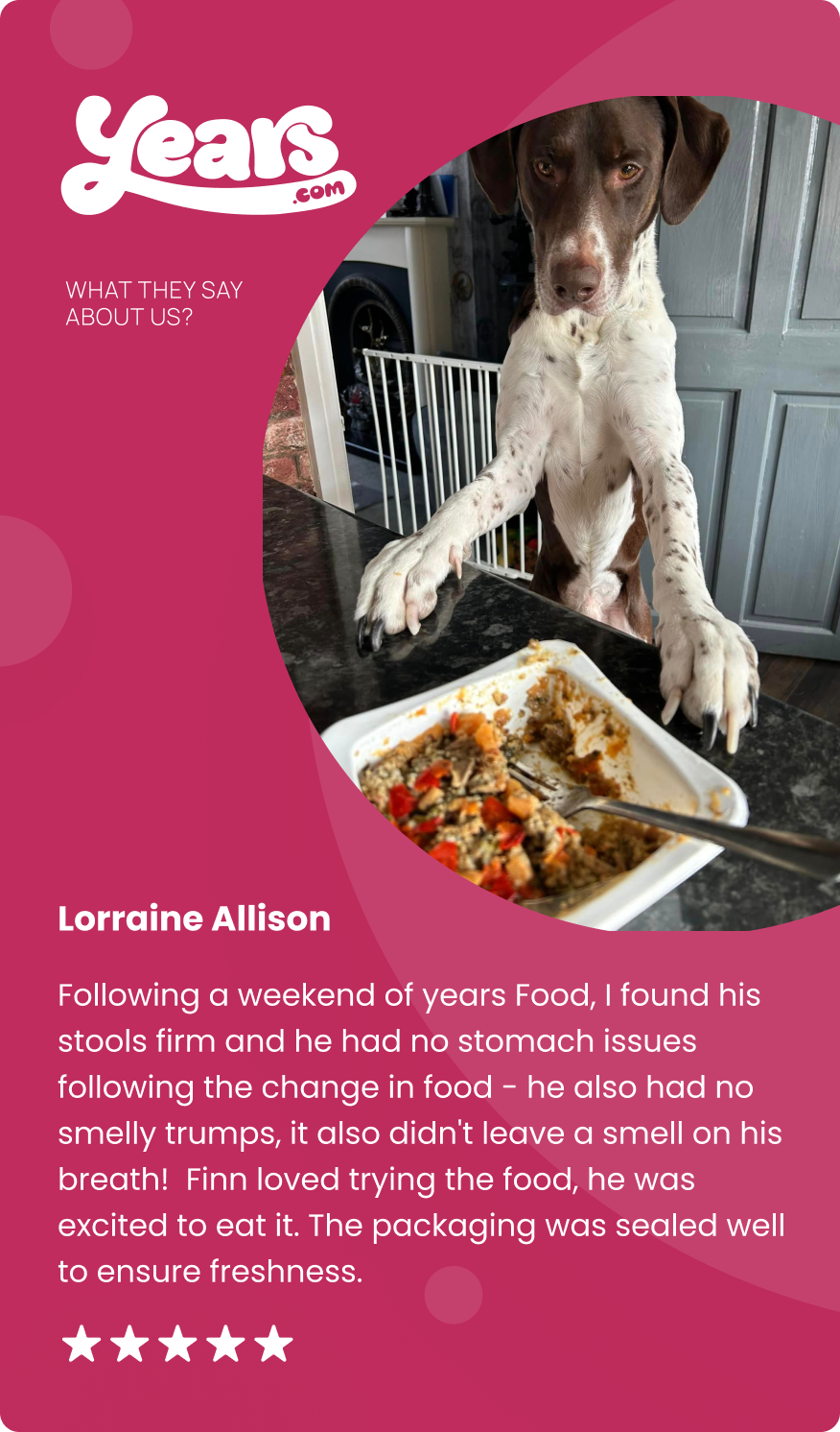 Finn loved trying his fresh dog food, no more smelly trumps or bad breath.