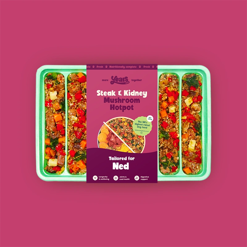 tray of hypoallergenic Steak dog food