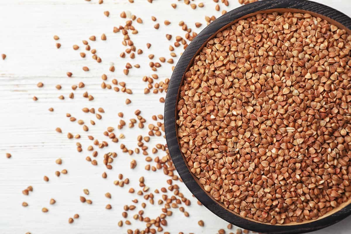 Plain buckwheat groats in bowl