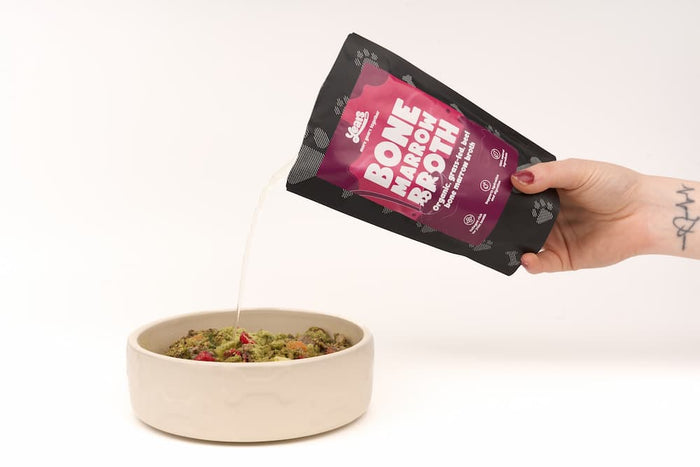 Years Bone Broth being poured over Years meal